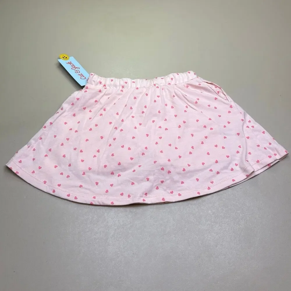NWT Cat & Jack Girls 5T Pink Shorts & Heart Print Skort Bundle Summer Outfit Set